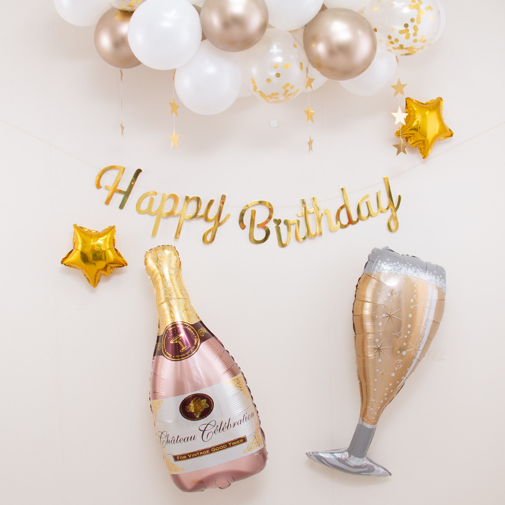 [생일파티] 클라우드+샴페인 와인잔 풍선 set